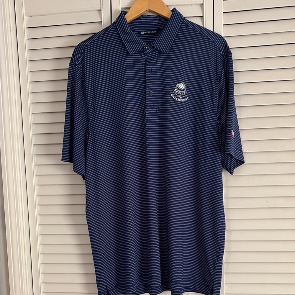 Cutter & Buck Navy Striped Men's Polo Shirt